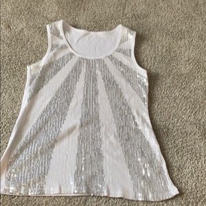 white and silver sequence dress shirt